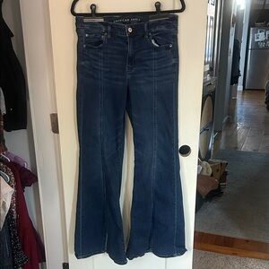 American Eagle Outfitters Women's Dark Blue Flare Jeans